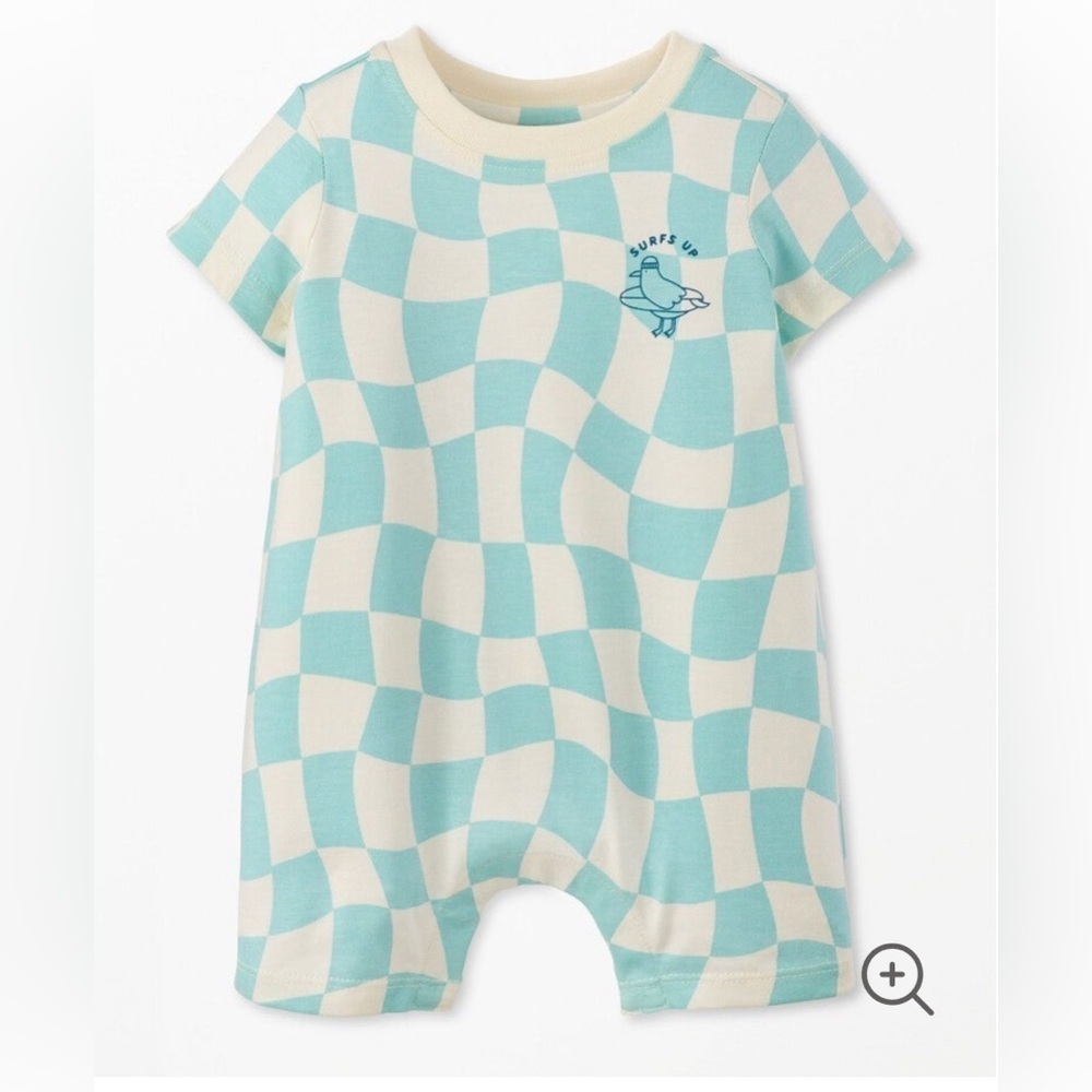 Surf Up Checkered Kids One Piece by Hanna Anderson. Blue wavy check NWT 2t